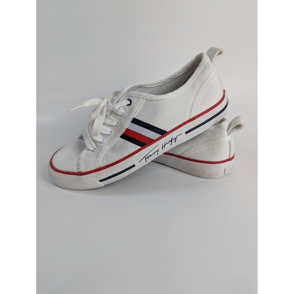 Tommy Hilfiger TWGLORIE Womens White Canvas Lace Up Sneakers 9.5M